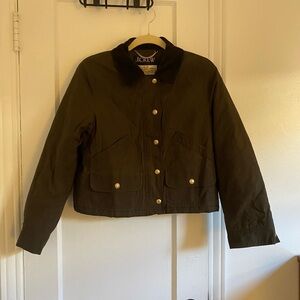 J. Crew Olive Utility Jacket with Black Collar